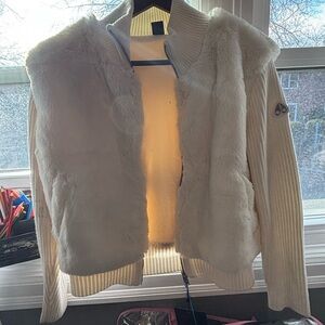 Women's White Fur-Trimmed Jacket